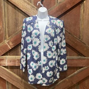 Vintage Whirlaway Frocks House Coat Blue Daisy Cardigan Sz 20 WP 1950s 1960s